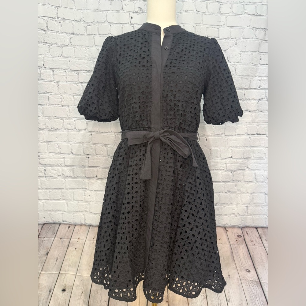 Nine West Black Eyelet Midi Dress